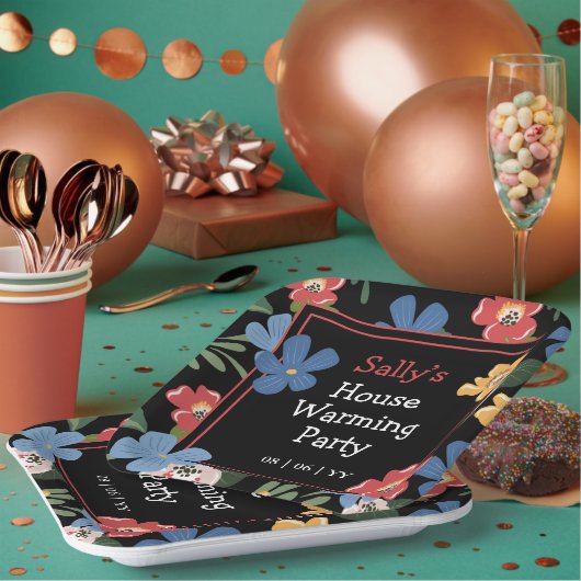 Modernes Schwarzes Erwärmung Party Pappteller (Multi)