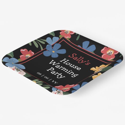 Modernes Schwarzes Erwärmung Party Pappteller (Gewinkelt)