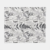 Modernes schwarzes Farnmuster Fleecedecke (Vorderseite (Horizontal))