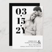 Modernes Schwarzes feines Typografie-Foto Save The Date (Vorne/Hinten)