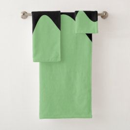 Modernes Schwarzes Flussbett grün Badhandtuch Set