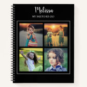 Modernes Schwarzes Foto Collage mit Monogramm Skiz Notizblock (Vorderseite)