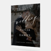 Modernes Schwarzes Foto-Drehbuch Hochzeitsempfang Acrylschild (Winkel)