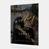 Modernes Schwarzes Foto-Drehbuch Hochzeitsempfang Acrylschild (Winkel)