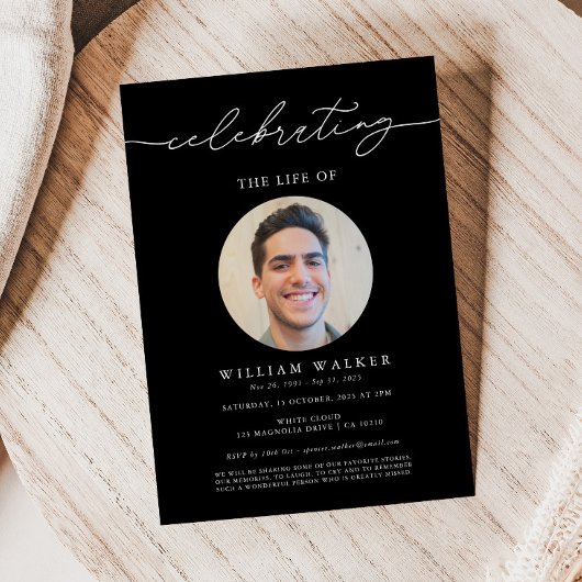 Modernes schwarzes Foto feiert das Leben Einladung