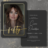 Modernes Schwarzes Foto Fünfzigjährig Folieneinladung