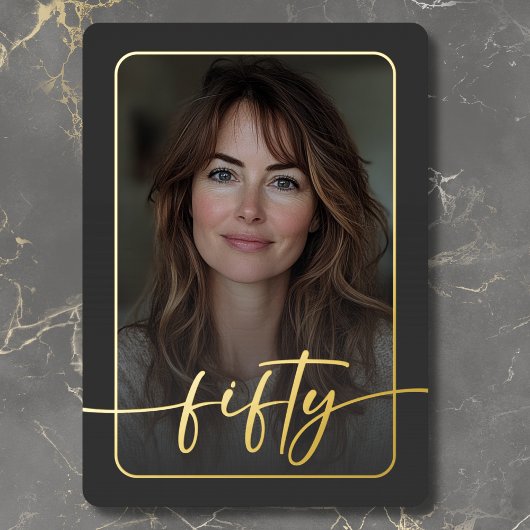 Modernes Schwarzes Foto Fünfzigjährig Folieneinladung