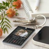 Modernes Schwarzes Foto-Hochzeitskalender Schlüsselanhänger (Vorderseite rechts)