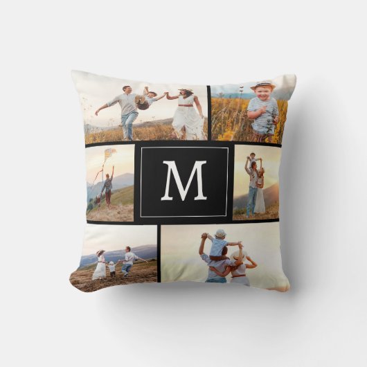Modernes Schwarzes Foto Kissen (Vorderseite)
