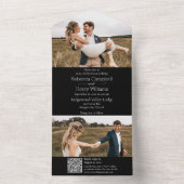 Modernes Schwarzes Foto | Monogramm | QR-Code All In One Einladung (Innen Boden)
