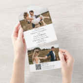 Modernes Schwarzes Foto | Monogramm | QR-Code All In One Einladung (Abreißen)