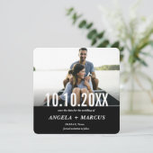 MODERNES SCHWARZES FOTO SAVE THE DATE (Stehend Vorderseite)