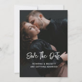 Modernes Schwarzes Foto Save The Date (Vorderseite)