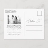 Modernes Schwarzes Foto Save the Date Ankündigungspostkarte (Rückseite)