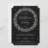 Modernes Schwarzes funkelndes Licht Weihnachts-Par Einladung (Vorderseite)