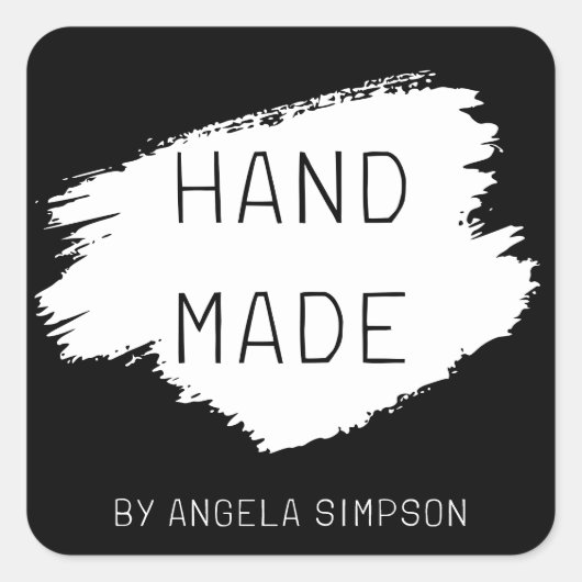 Modernes schwarzes Gehäuse mit individuellem Aufkl Quadratischer Aufkleber (Vorderseite)