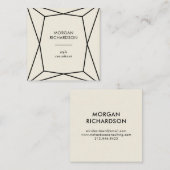 Modernes schwarzes geometrisches auf Ecru Quadratische Visitenkarte (Vorne/Hinten)