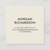 Modernes schwarzes geometrisches auf Ecru Quadratische Visitenkarte (Rückseite)