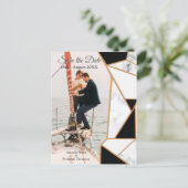 Modernes Schwarzes Gold Abstrakt auf weißem Marmor Ankündigungspostkarte (Stehend Vorderseite)