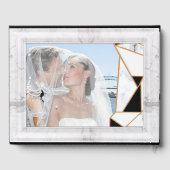 Modernes Schwarzes Gold Abstrakt auf weißem Marmor Gästebuch (Rückseite)