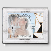 Modernes Schwarzes Gold Abstrakt auf weißem Marmor Gästebuch (Vorderseite)