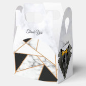 Modernes Schwarzes Gold Abstrakt auf weißem Marmor Geschenkschachtel (Geöffnet)