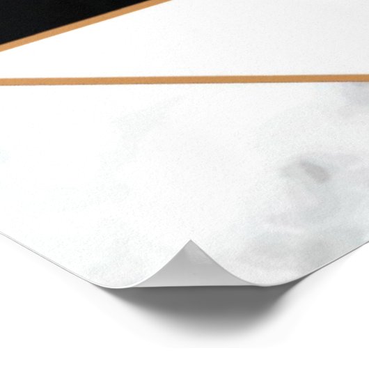 Modernes Schwarzes Gold Abstrakt auf weißem Marmor Poster (Ecke)