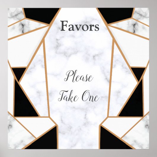 Modernes Schwarzes Gold Abstrakt auf weißem Marmor Poster (Vorne)