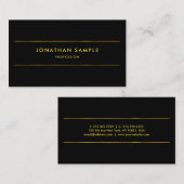 Modernes Schwarzes Gold Berufliches Schlichtes Top Visitenkarte (Vorne/Hinten)