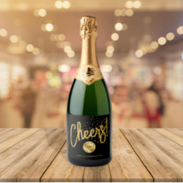 Modernes Schwarzes Gold bewirbt den New Year Busin Schaumweinetikett