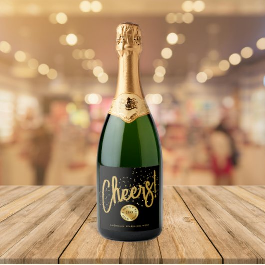 Modernes Schwarzes Gold bewirbt den New Year Busin Schaumweinetikett
