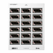 Modernes Schwarzes Gold Blütenpinsel Adressaufkleber (Vorne)