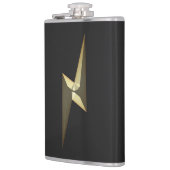 Modernes schwarzes Gold-Donner-Symbol Flachmann (Links)