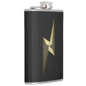 Modernes schwarzes Gold-Donner-Symbol Flachmann (Rechts)