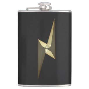 Modernes schwarzes Gold-Donner-Symbol Flachmann