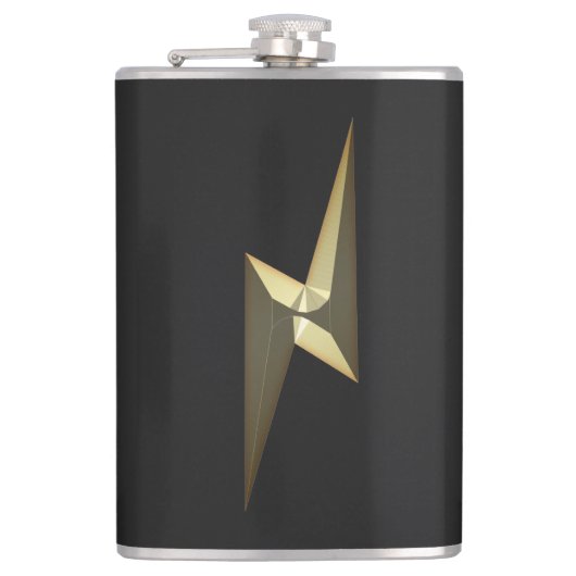 Modernes schwarzes Gold-Donner-Symbol Flachmann (Vorderseite)