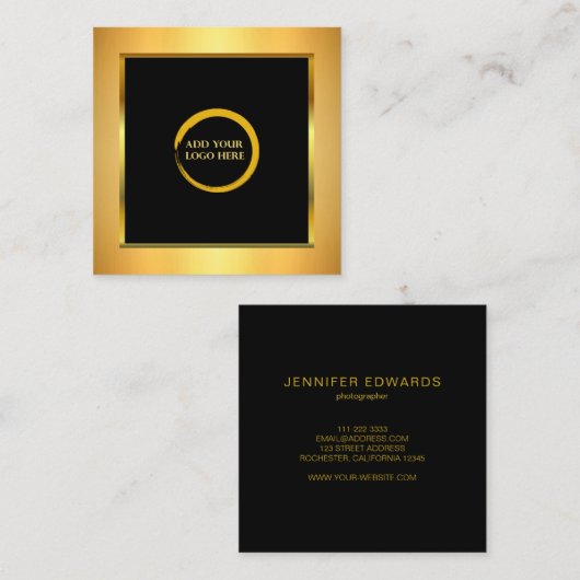 Modernes, schwarzes Gold, einfach hinzufügen Quadratische Visitenkarte (Vorne/Hinten)