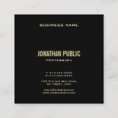 Modernes Schwarzes Gold Elegantes Berufliches Schl Quadratische Visitenkarte (Rückseite)