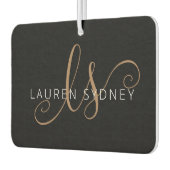 Modernes Schwarzes Gold Feminin Script Mit Monogra Autolufterfrischer (Links)