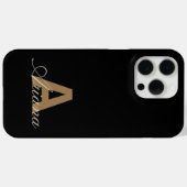 Modernes Schwarzes Gold Feminin Script Mit Monogra Case-Mate iPhone Hülle (Rückseite (Horizontal))