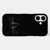 Modernes Schwarzes Gold Feminin Script Mit Monogra Case-Mate iPhone Hülle (Rückseite (Horizontal))