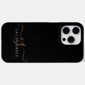 Modernes Schwarzes Gold Feminin Script Mit Monogra Case-Mate iPhone Hülle (Rückseite (Horizontal))