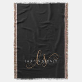 Modernes Schwarzes Gold Feminin Script Mit Monogra Decke (Vorderseite Vertikal)