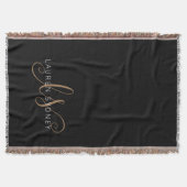 Modernes Schwarzes Gold Feminin Script Mit Monogra Decke (Vorderseite)