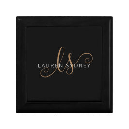 Modernes Schwarzes Gold Feminin Script Mit Monogra Erinnerungskiste