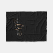 Modernes Schwarzes Gold Feminin Script Mit Monogra Fleecedecke (Vorderseite (Horizontal))