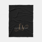Modernes Schwarzes Gold Feminin Script Mit Monogra Fleecedecke (Vorderseite)
