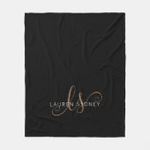 Modernes Schwarzes Gold Feminin Script Mit Monogra Fleecedecke (Vorderseite)