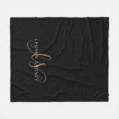 Modernes Schwarzes Gold Feminin Script Mit Monogra Fleecedecke (Vorderseite (Horizontal))