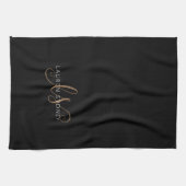 Modernes Schwarzes Gold Feminin Script Mit Monogra Geschirrtuch (Horizontal)